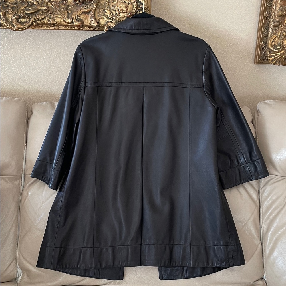 INC International Concepts Black Lamb Leather Jacket 3/4 Length Sleeves M - Picture 7 of 12